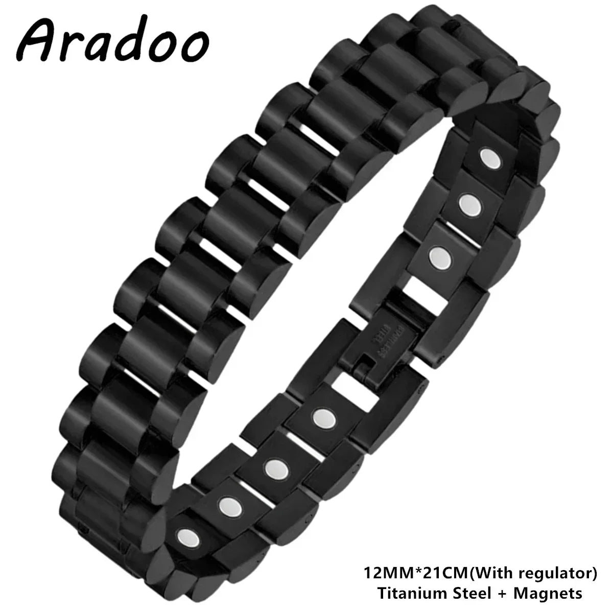 ARADOO Titanium Steel Watch Band Men's Bracelets Stainless Steel Magnetic Wristband Bracelet Gentlemen Jewelry Gifts