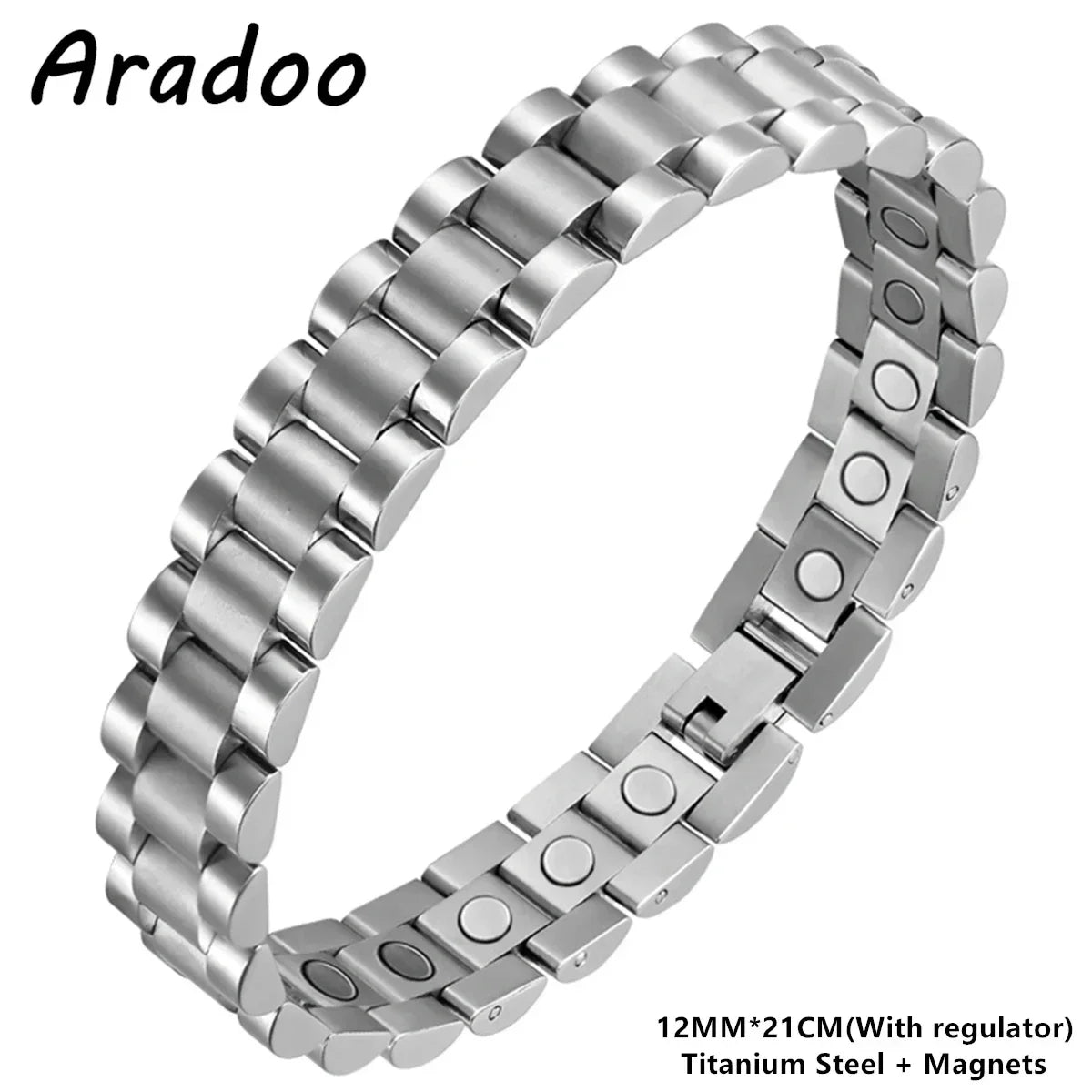 ARADOO Titanium Steel Watch Band Men's Bracelets Stainless Steel Magnetic Wristband Bracelet Gentlemen Jewelry Gifts