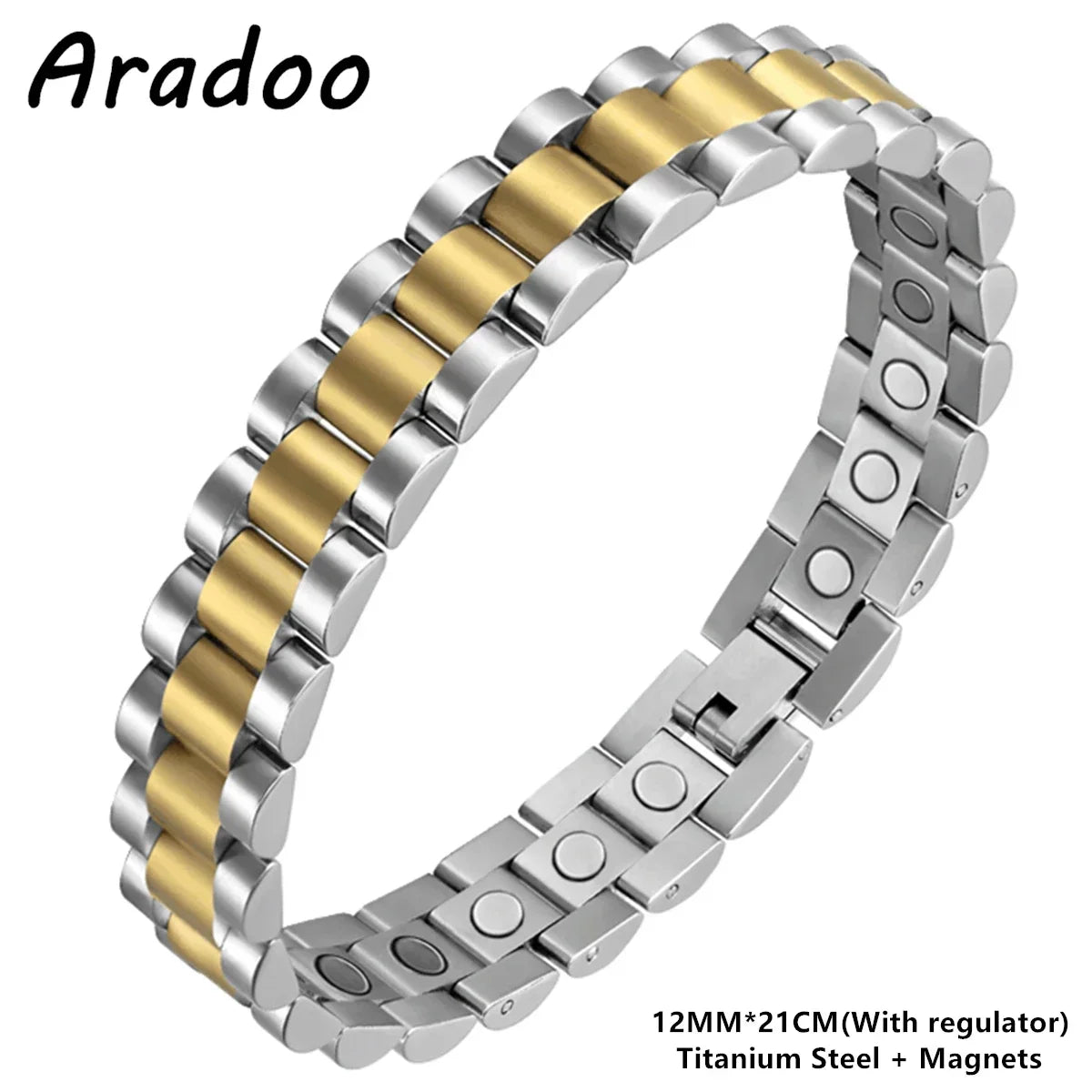 ARADOO Titanium Steel Watch Band Men's Bracelets Stainless Steel Magnetic Wristband Bracelet Gentlemen Jewelry Gifts