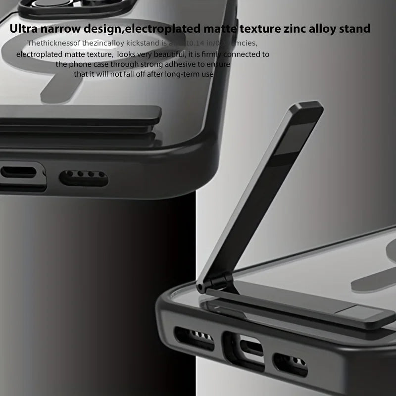 2 In 1 Magnetic Phone Case with Metal Kickstand for iPhone 15  Pro Max 14 Plus 13 11 12 Mini Slim Mobile Stand Cases Back Cover