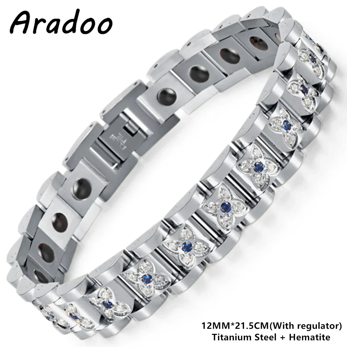 ARADOO Titanium Steel Watch Band Men's Bracelets Stainless Steel Magnetic Wristband Bracelet Gentlemen Jewelry Gifts