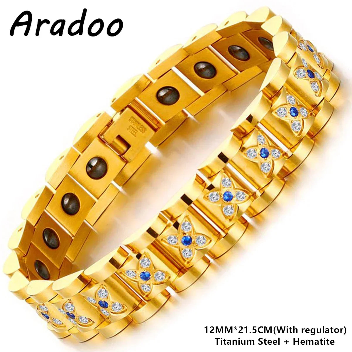 ARADOO Titanium Steel Watch Band Men's Bracelets Stainless Steel Magnetic Wristband Bracelet Gentlemen Jewelry Gifts
