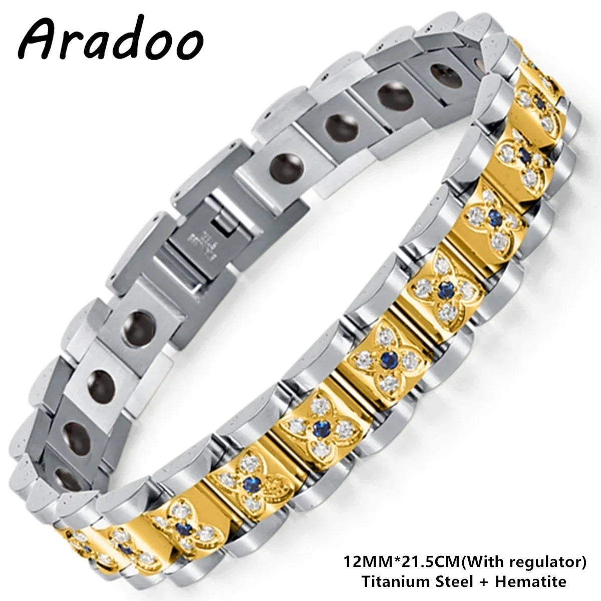 ARADOO Titanium Steel Watch Band Men's Bracelets Stainless Steel Magnetic Wristband Bracelet Gentlemen Jewelry Gifts