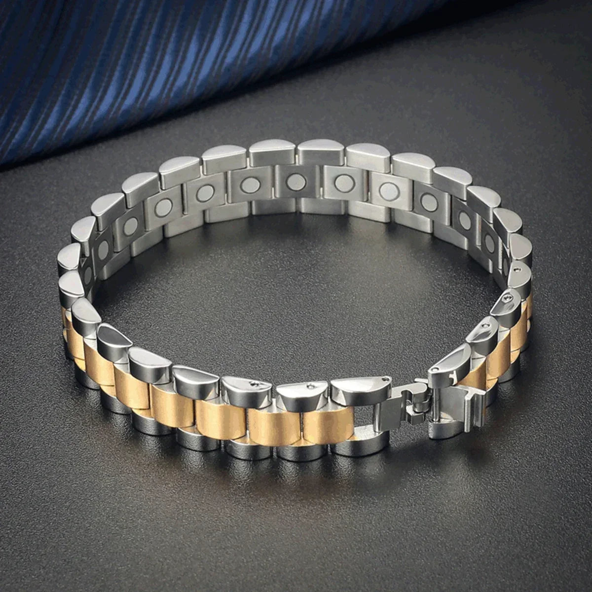 ARADOO Titanium Steel Watch Band Men's Bracelets Stainless Steel Magnetic Wristband Bracelet Gentlemen Jewelry Gifts