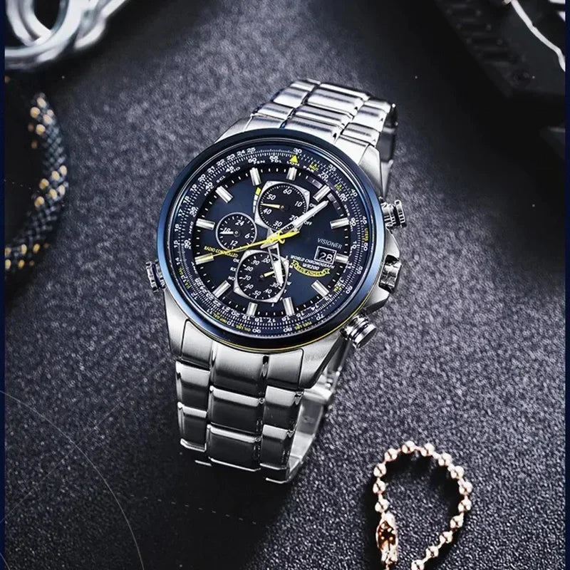2025 High Quality Men's Quartz Watch Luxury Trend Luminous Multi-Function Chrono Stainless Automatic Watch Christmas Gifts
