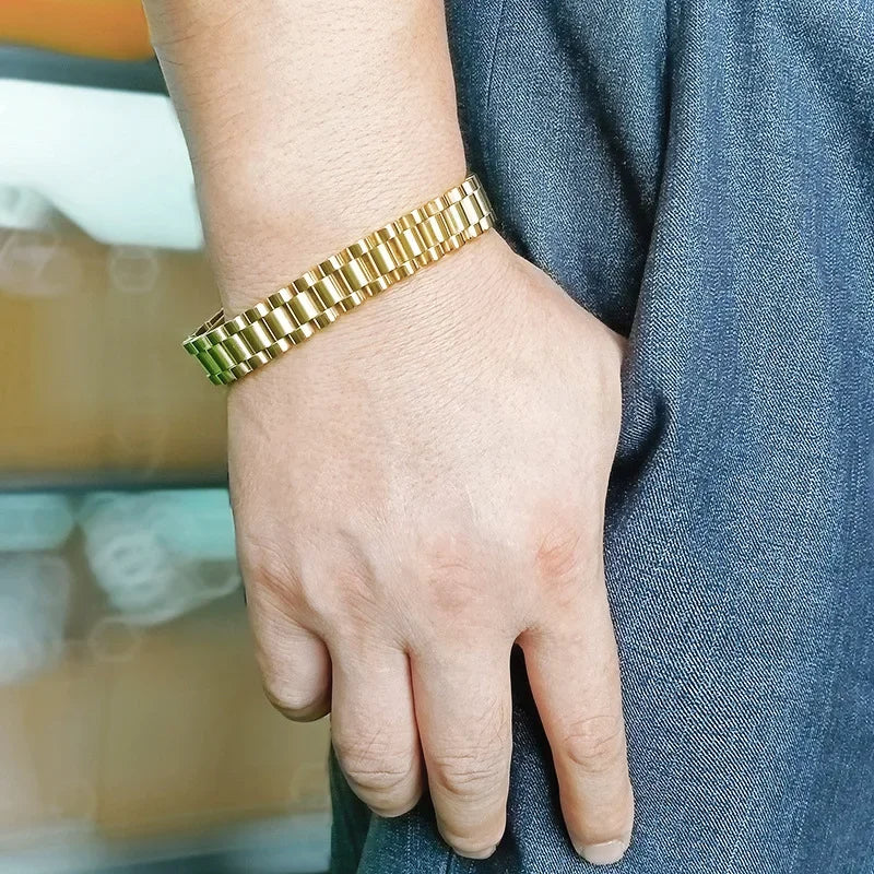 ARADOO Titanium Steel Watch Band Men's Bracelets Stainless Steel Magnetic Wristband Bracelet Gentlemen Jewelry Gifts