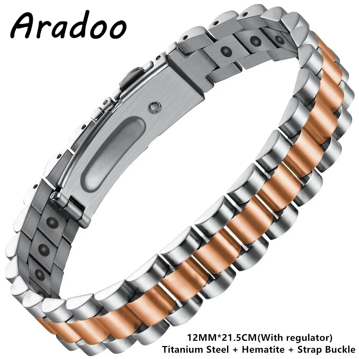 ARADOO Titanium Steel Watch Band Men's Bracelets Stainless Steel Magnetic Wristband Bracelet Gentlemen Jewelry Gifts