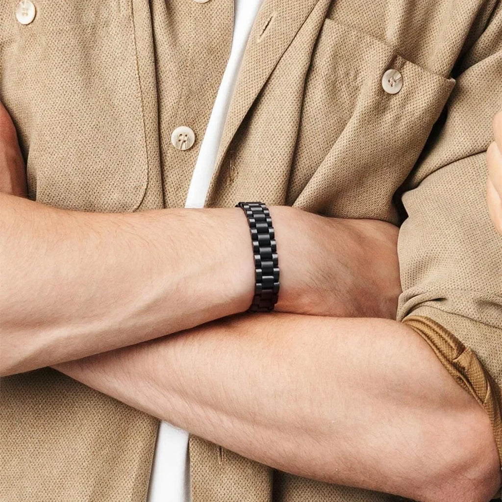 ARADOO Titanium Steel Watch Band Men's Bracelets Stainless Steel Magnetic Wristband Bracelet Gentlemen Jewelry Gifts